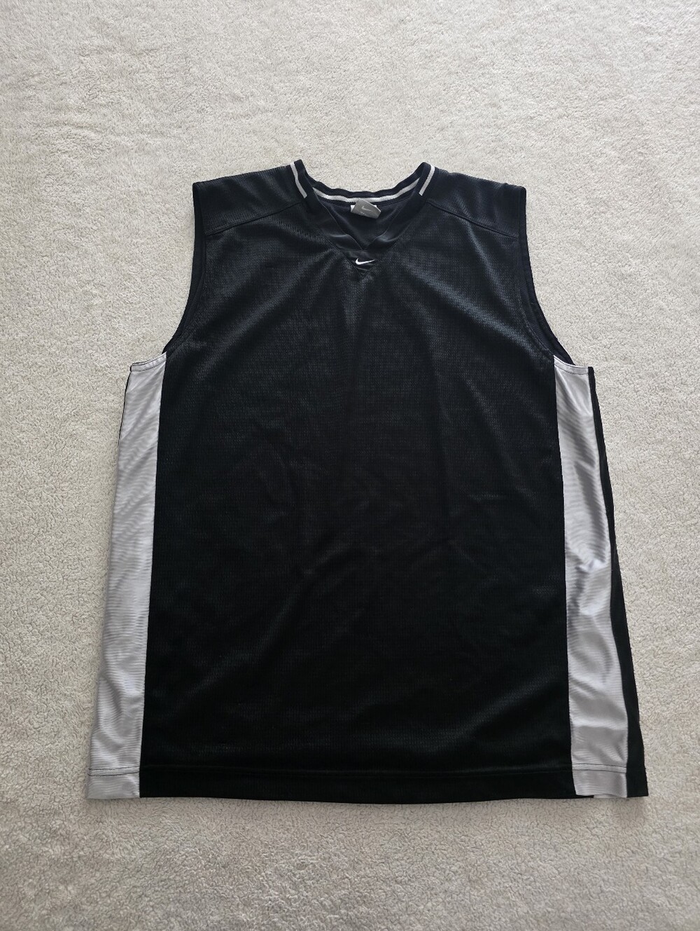 Vintage Y2K Nike Basketball Mesh Jersey, Men's Large, Pre-owned - Black/Silver